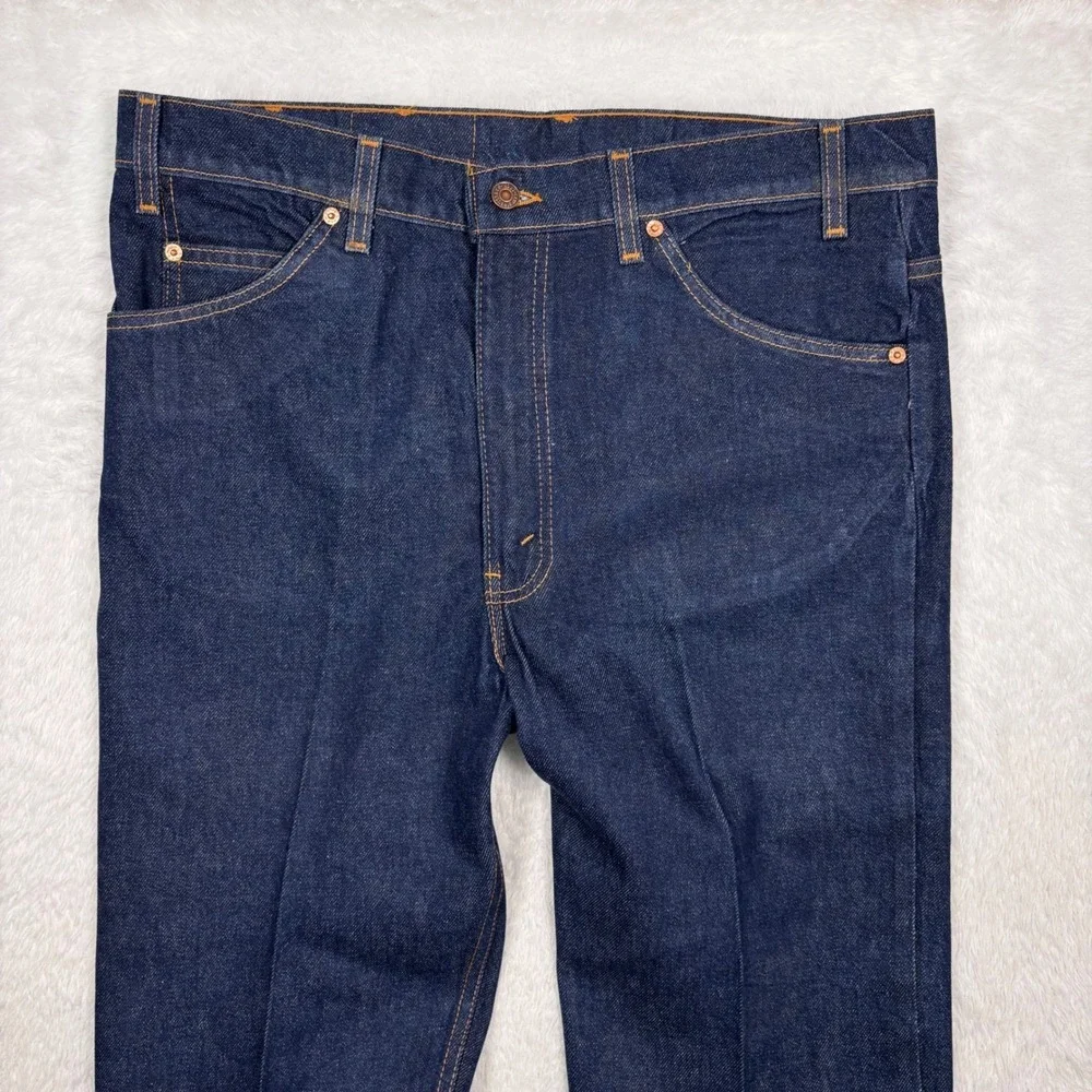 VINTAGE 90s Levis 517 Bootcut Jean Men 38x30 Dark Blue ORANGE TAB Made USA 20517